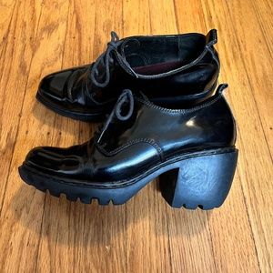 Chunky Heel Patent Leather Shoes